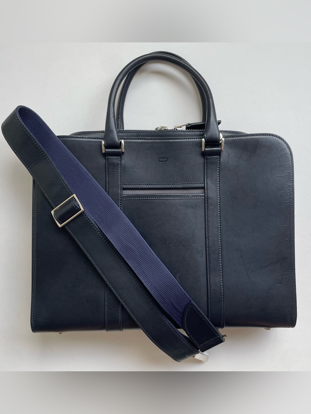 Carl Friedrik Palissy Briefcase, Navy Italian Vachetta Leather 15” Laptop Bag — image 5 of 8